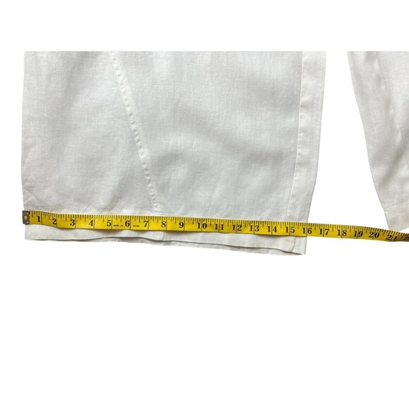 Debra DeRoo Wht Pleated Super Wide Leg Linen Pant Size L Beachy Breezy Flowy - Picture 7 of 13